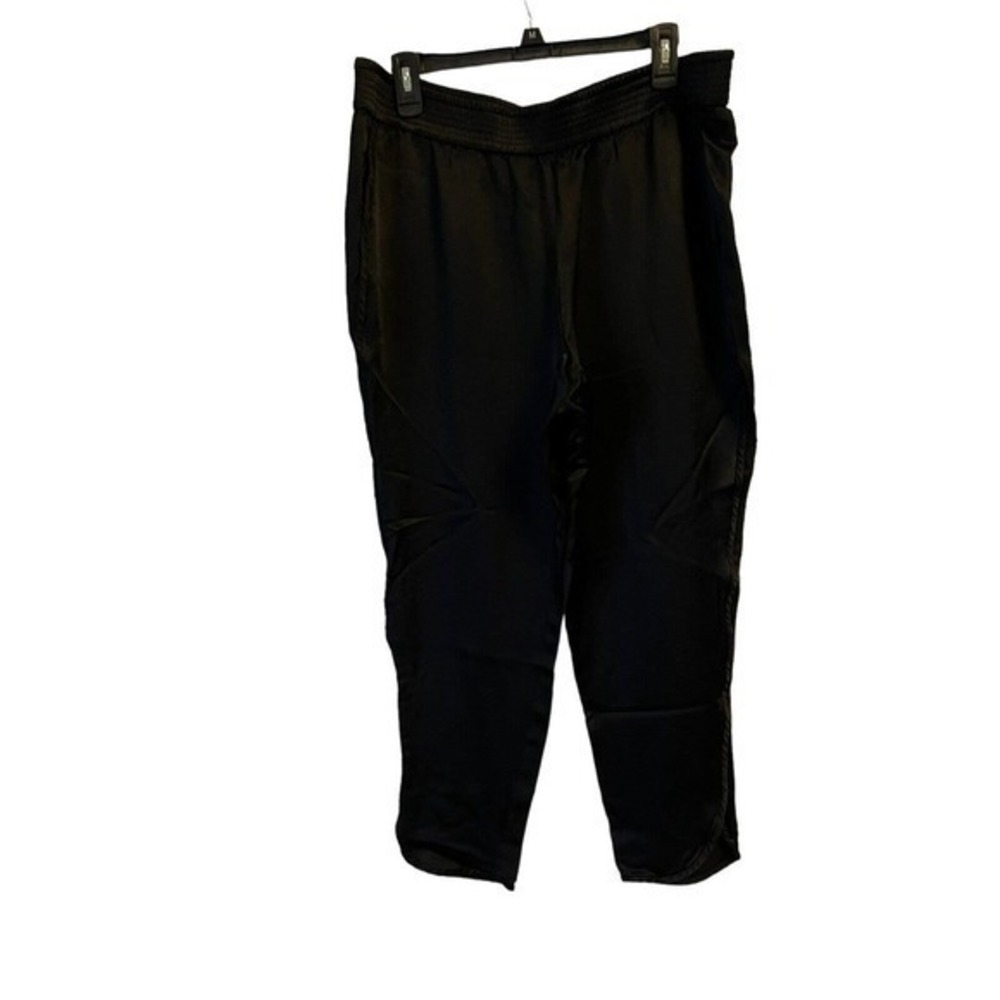 Zara Women's‎ Black Elastic Shiny Silky Tapered Pants size XXL